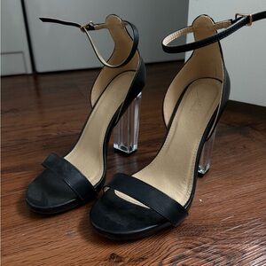 BOOHOO Black Ankle Strap Heels